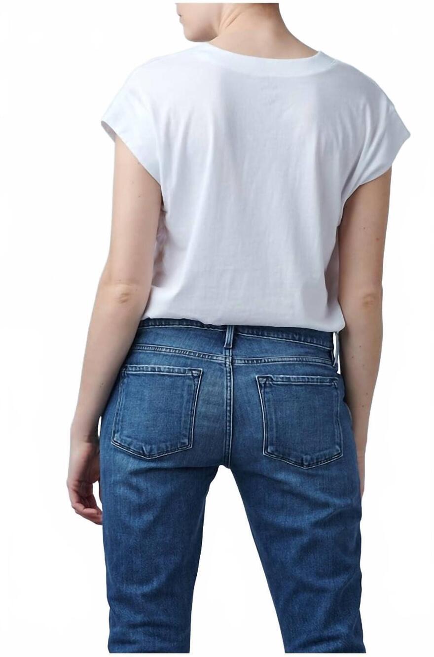 NEW FRAME le mid rise v neck tee in blanc - Picture 3 of 4